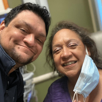 Female donor recipient with her son