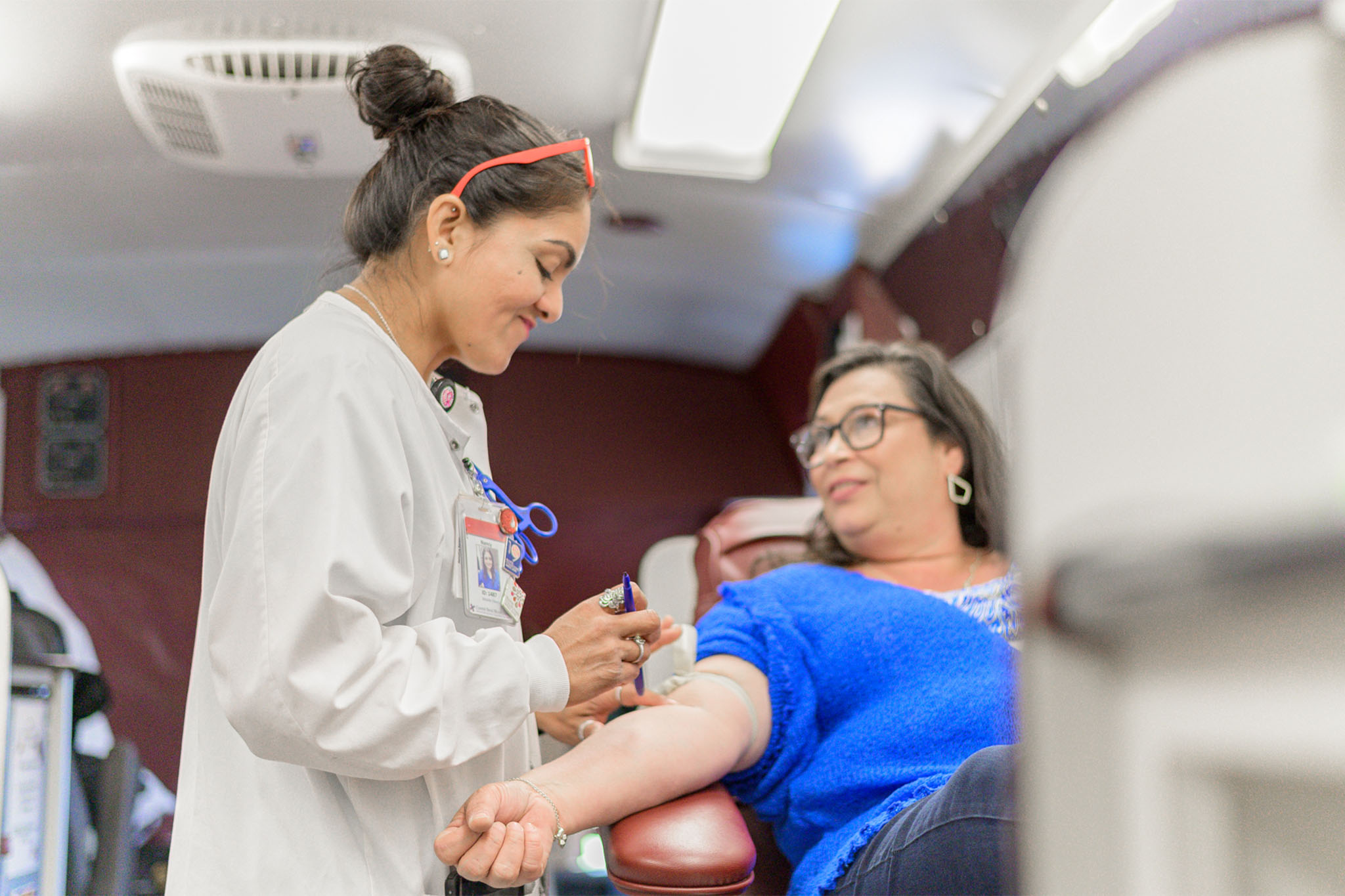 nurse and patient during donation