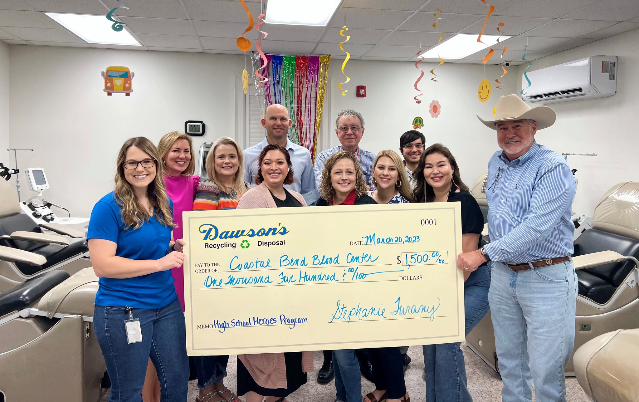 Dawson's donating a check